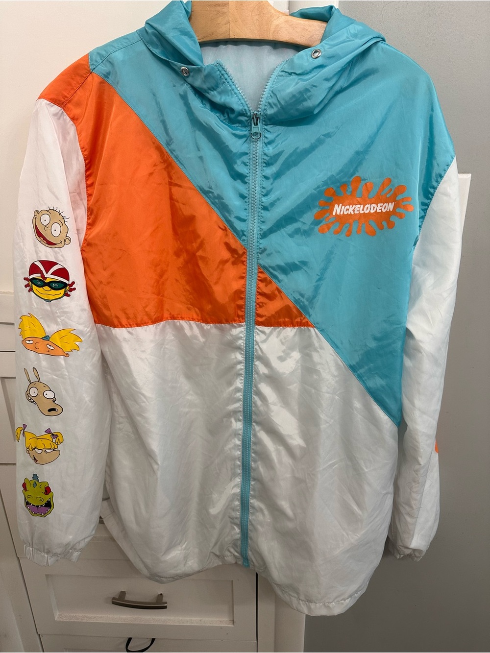 Nickelodeon Colorblock Windbreaker Jacket vintage 90s Y2K large Rugrats